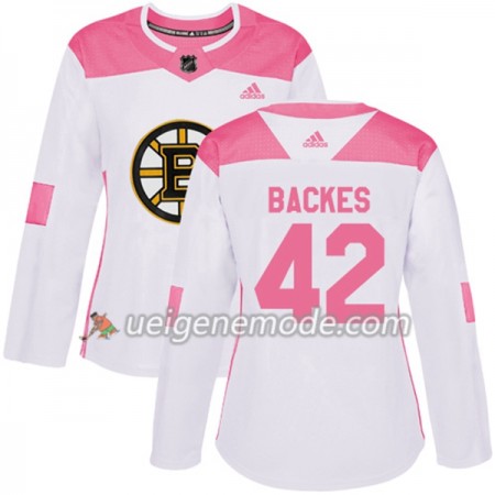 Dame Eishockey Boston Bruins Trikot David Backes 42 Adidas 2017-2018 Weiß Pink Fashion Authentic